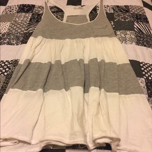 Gray/white flow tank top